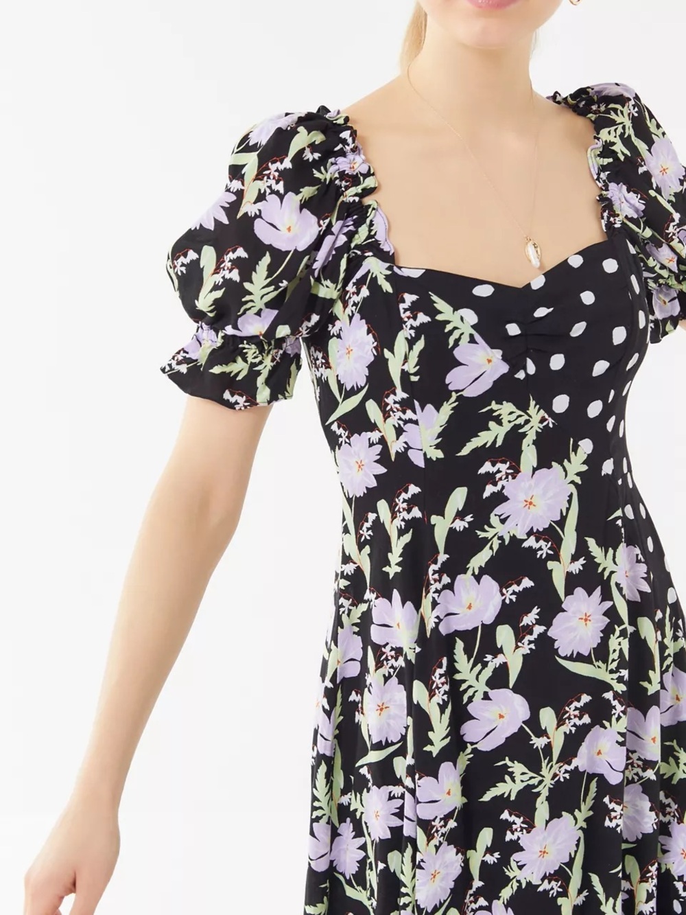 Urban Outfitters Asymmetrical Midi Puff Sleeve Dress - Picture 9 of 9